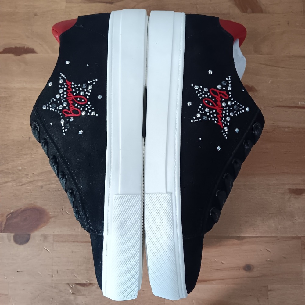 Karl Lagerfeld Paris Cate Sayings Sneakers Womens 9.5 Black Ruby Rhinestone - Picture 6 of 9